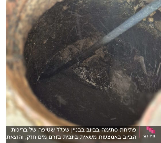 צינור שואב בתוך בור ביוב